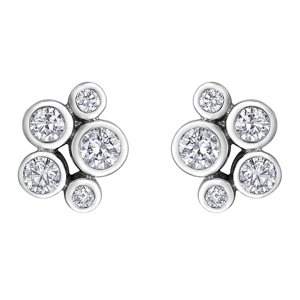 Bezel Set Diamond Bubble Stud Earrings