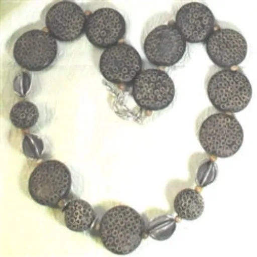 Big Bold Necklace in Black African Clay Beads