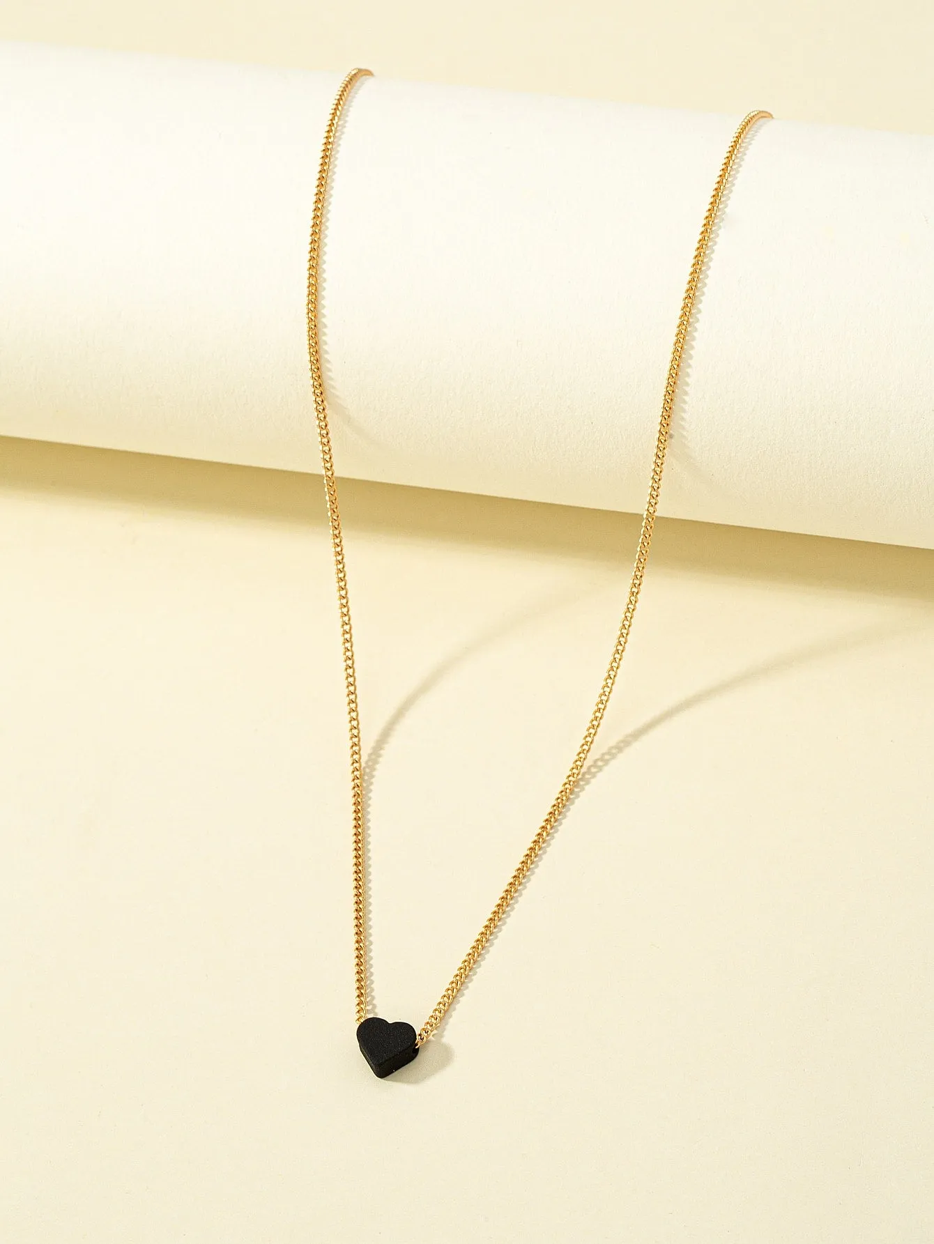 Black Heart Charm Necklace Dainty Necklace Novelty Necklace Creative Necklace