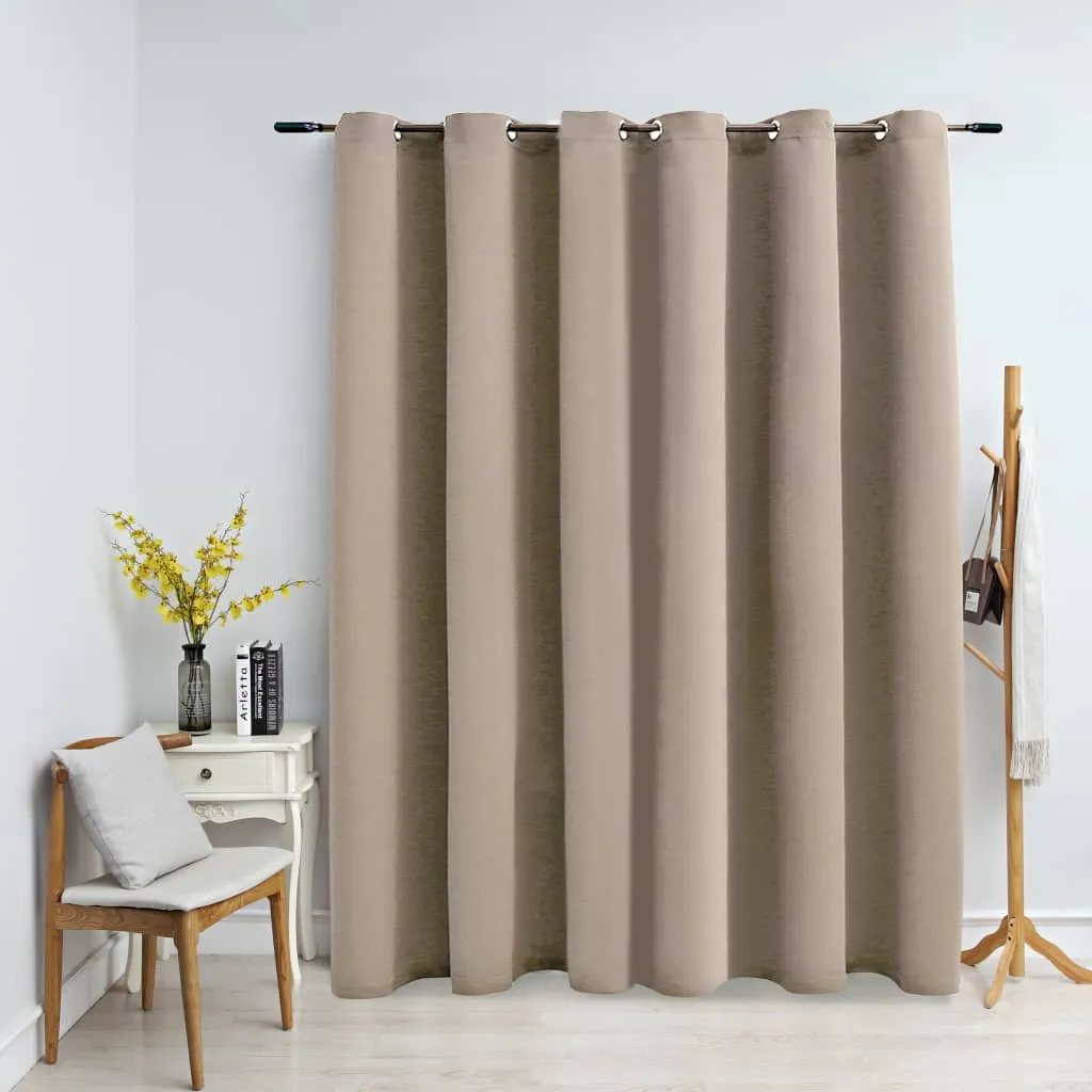 Blackout Curtain with Metal Rings Beige 290x245 cm