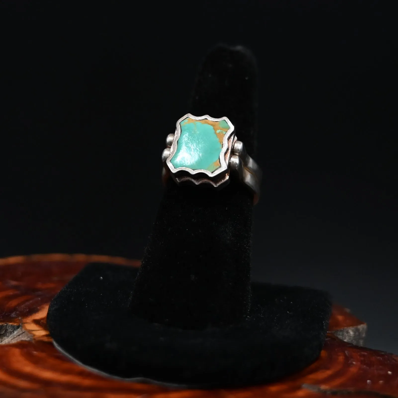 Blue Prince and Green Tyrone Turquoise Two Stone Ring