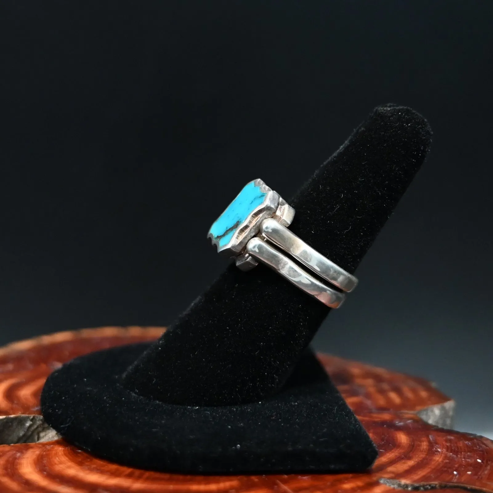 Blue Prince and Green Tyrone Turquoise Two Stone Ring