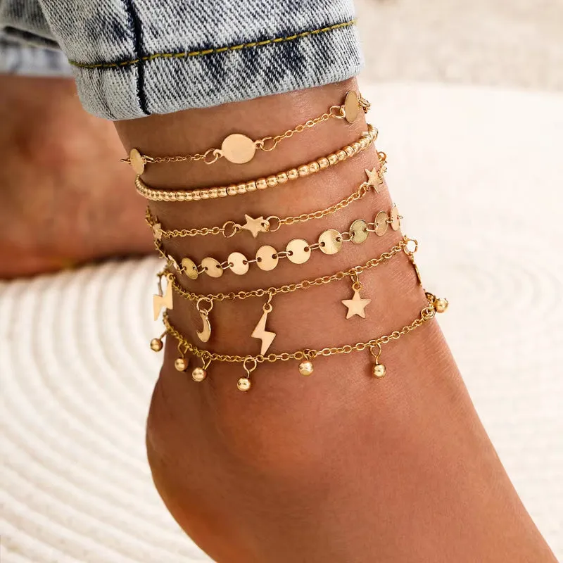 Bohemia Shell Star Chain Ankle Bracelet On Leg Foot Jewelry