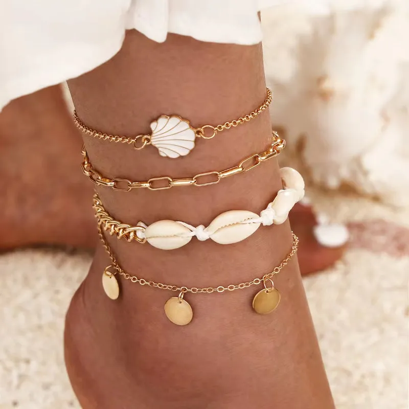 Bohemia Shell Star Chain Ankle Bracelet On Leg Foot Jewelry