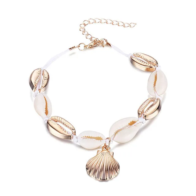 Bohemian Natural Shell Conch Rope Anklets For Women