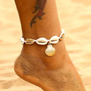 Bohemian Natural Shell Conch Rope Anklets For Women