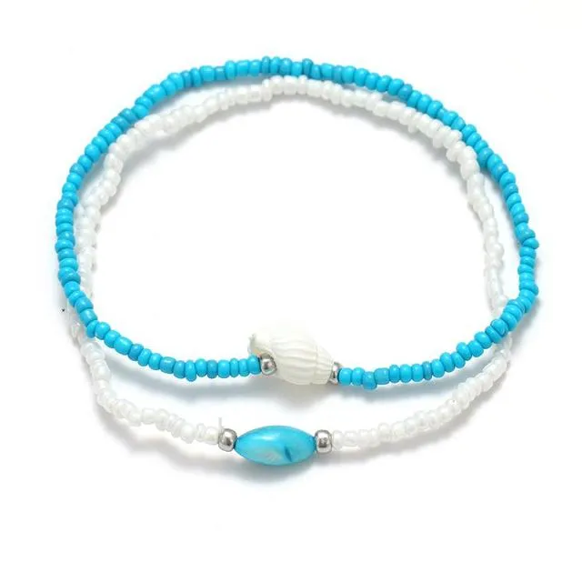 Bohemian Natural Shell Conch Rope Anklets For Women