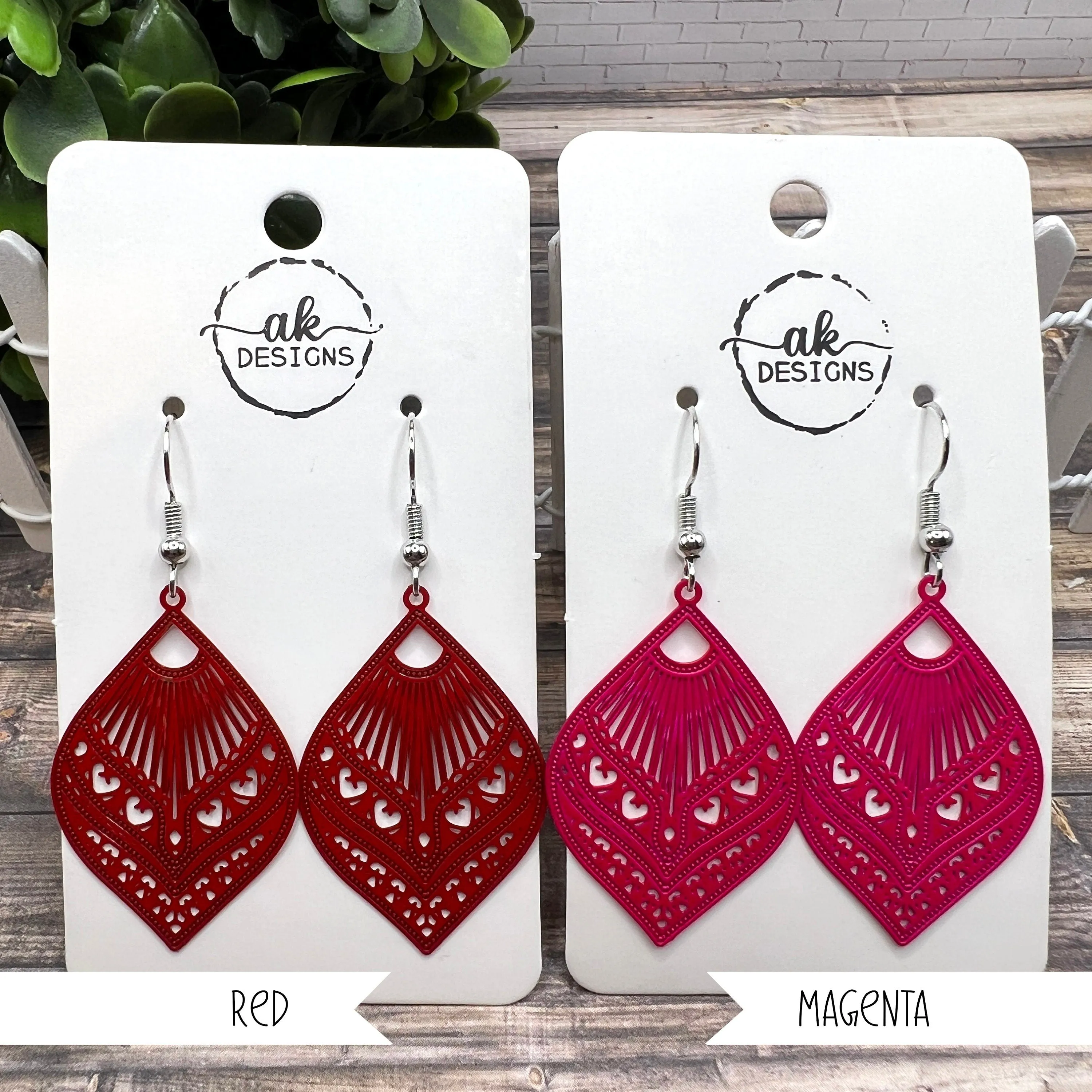 Boho Lace Filigree Painted Brass Earrings - Clearance