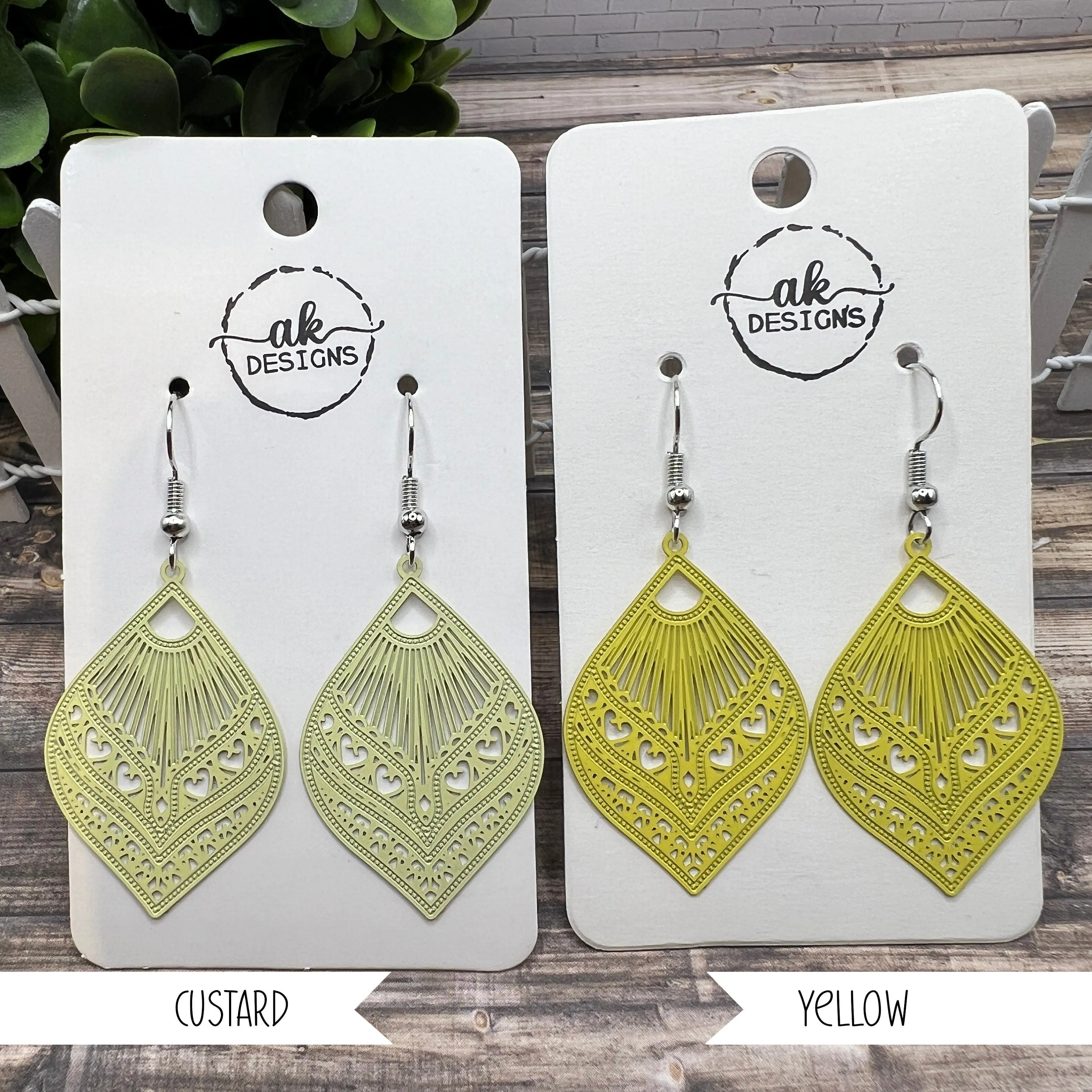 Boho Lace Filigree Painted Brass Earrings - Clearance