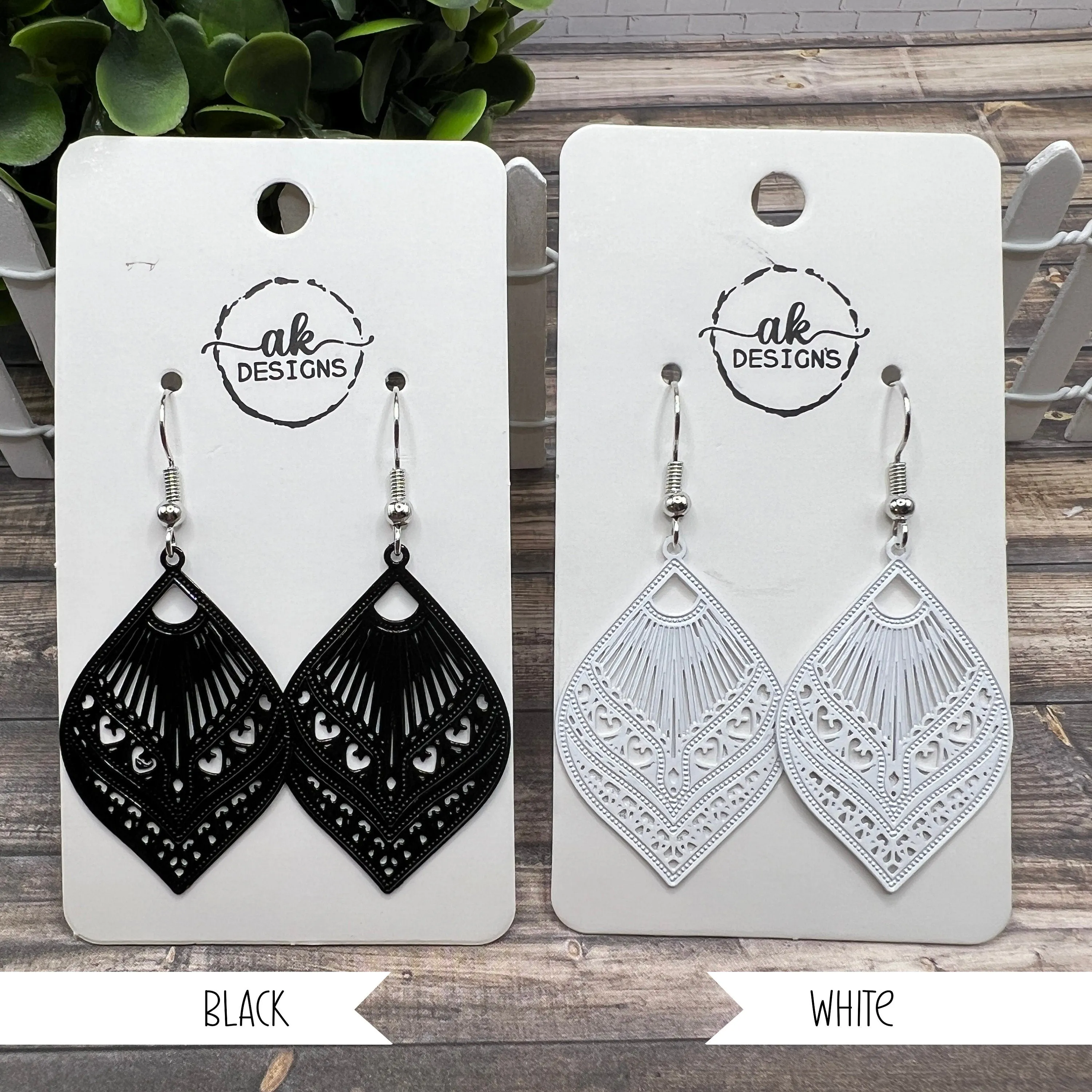 Boho Lace Filigree Painted Brass Earrings - Clearance