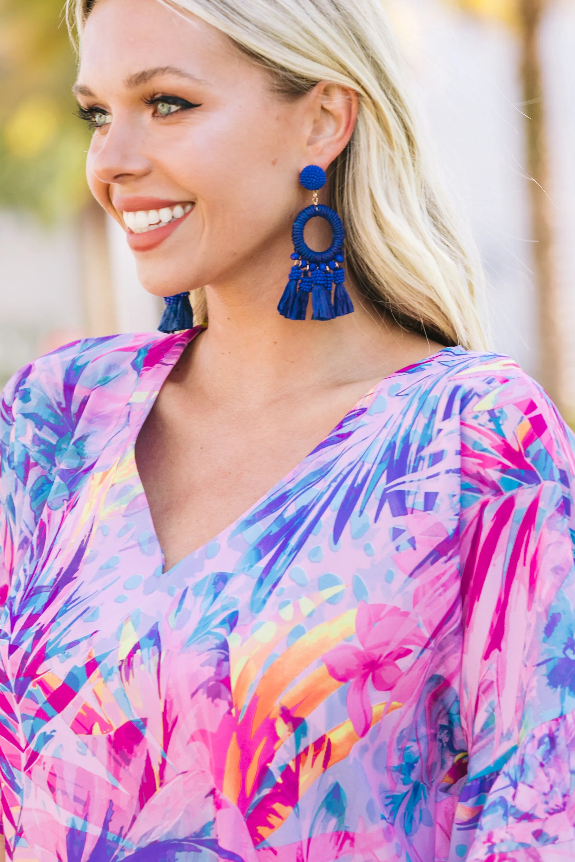 Bold Love Blue Tassel Earrings