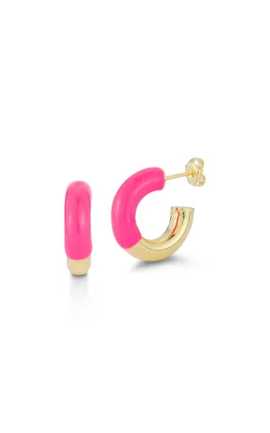 Bold Pink Enamel Hoops