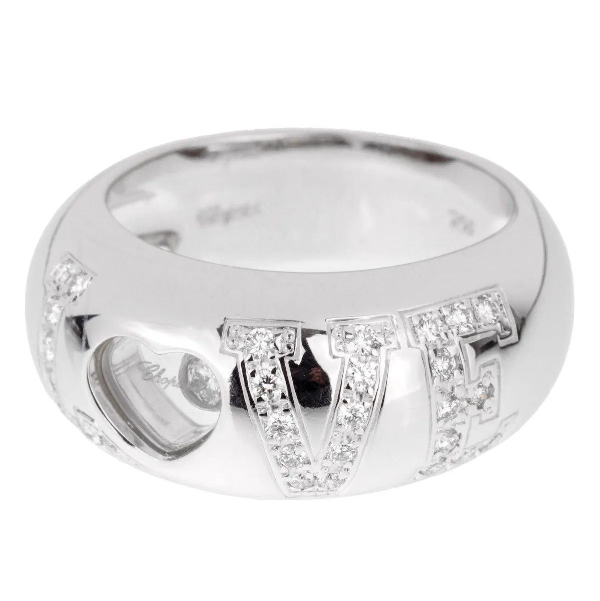 Chopard Happy Diamond Love White Gold Ring Sz 4 1/2