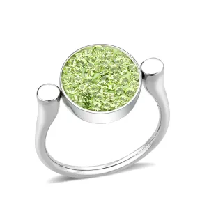 CJ385408 Wholesale Women's Stainless Steel Top Grade Crystal Round Peridot Ring