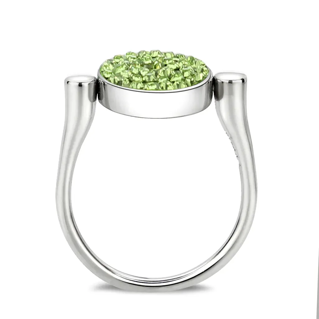 CJ385408 Wholesale Women's Stainless Steel Top Grade Crystal Round Peridot Ring