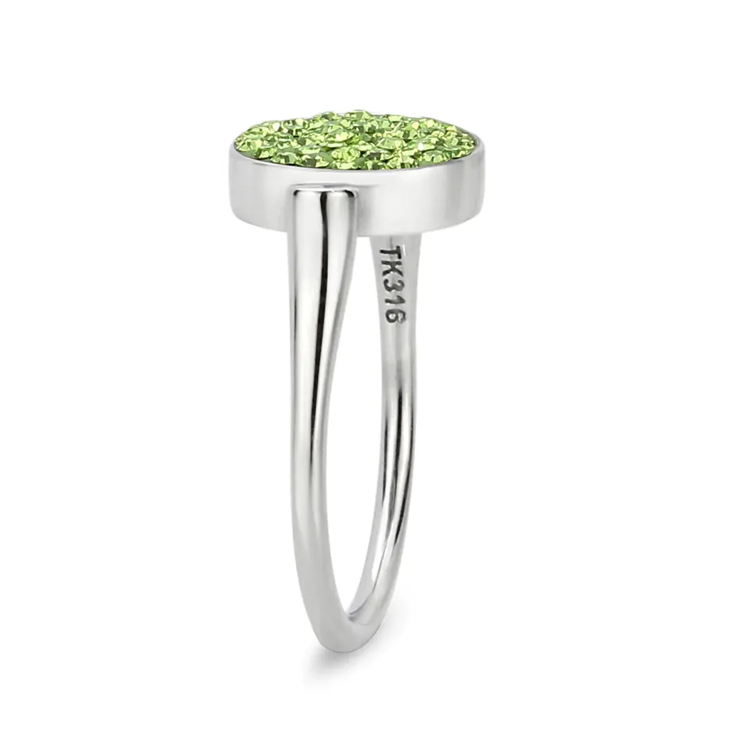 CJ385408 Wholesale Women's Stainless Steel Top Grade Crystal Round Peridot Ring