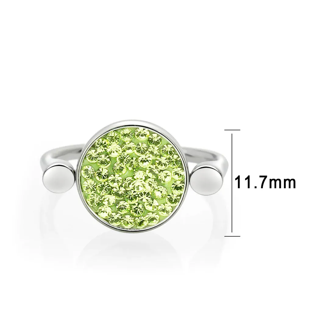 CJ385408 Wholesale Women's Stainless Steel Top Grade Crystal Round Peridot Ring