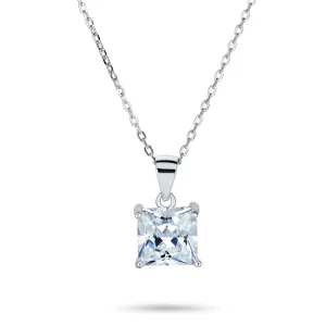 Classic Dainty 1.25 CT Princess Cut CZ Pendant Necklace in Sterling Silver