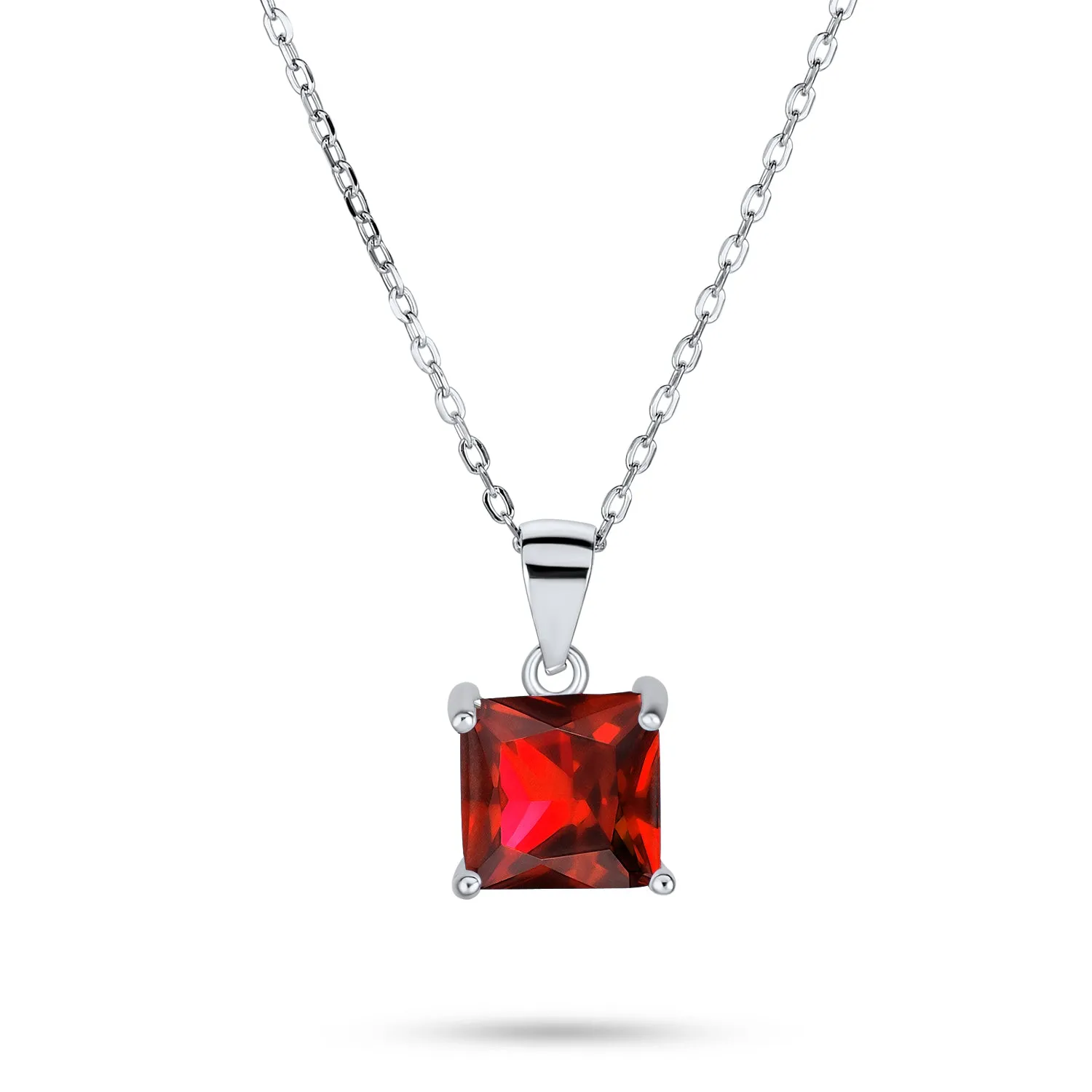 Classic Dainty 1.25 CT Princess Cut CZ Pendant Necklace in Sterling Silver