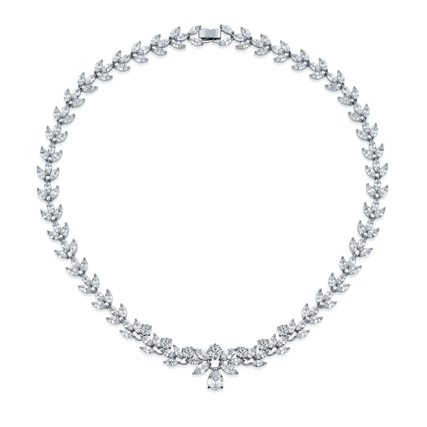 Classic Vintage Bridal Marquise CZ Teardrop Collar Necklace for Wedding Prom