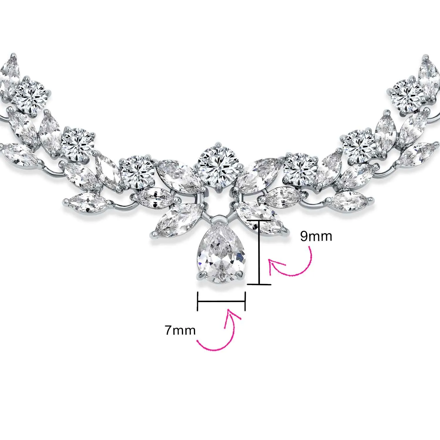 Classic Vintage Bridal Marquise CZ Teardrop Collar Necklace for Wedding Prom