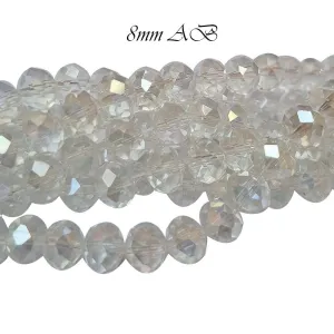 Clear White AB PER LINE 8MM FACETED OPAQUE RONDELLE SHAPED CRYSTAL BEADS