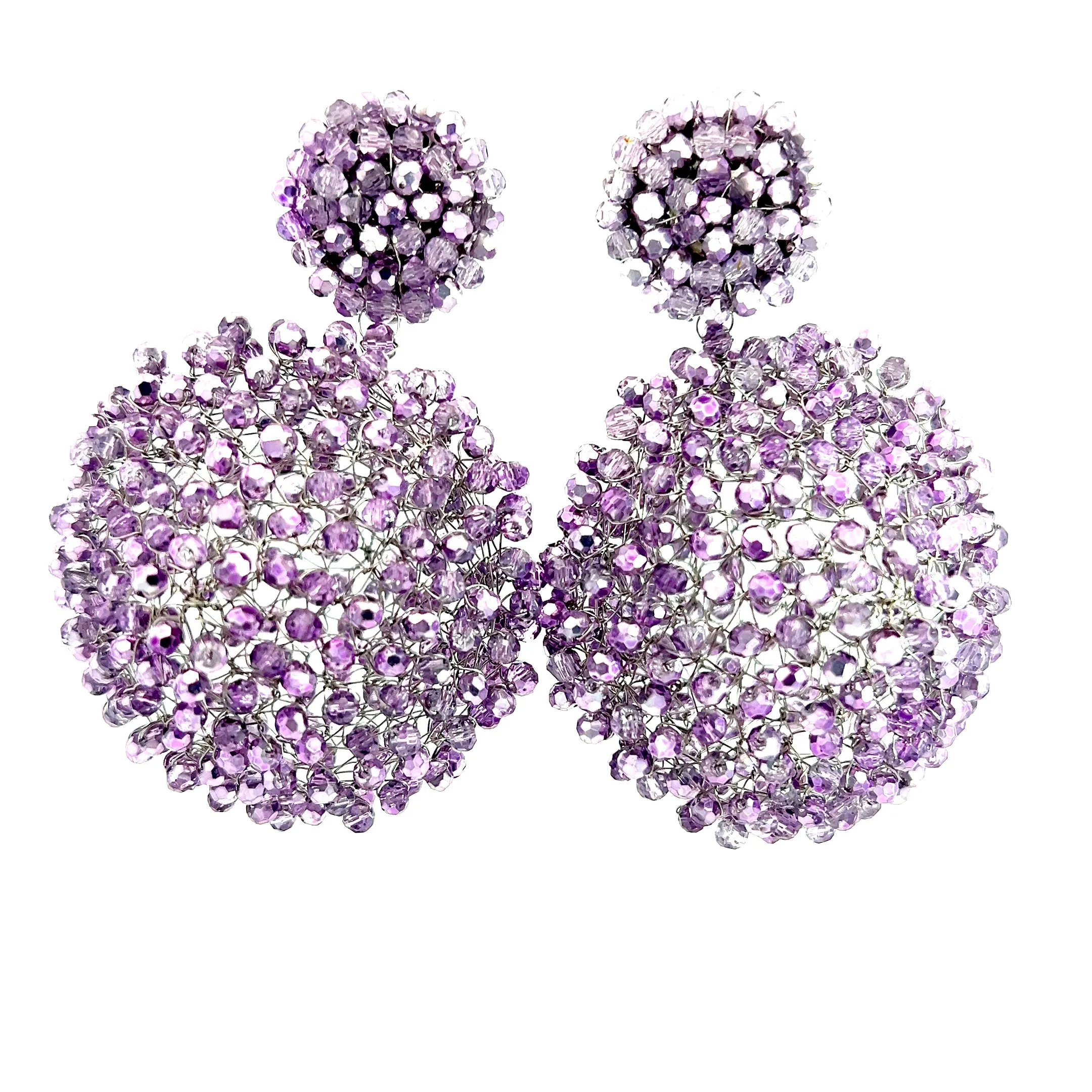 Crystal Sphere Statement Clip On Earring