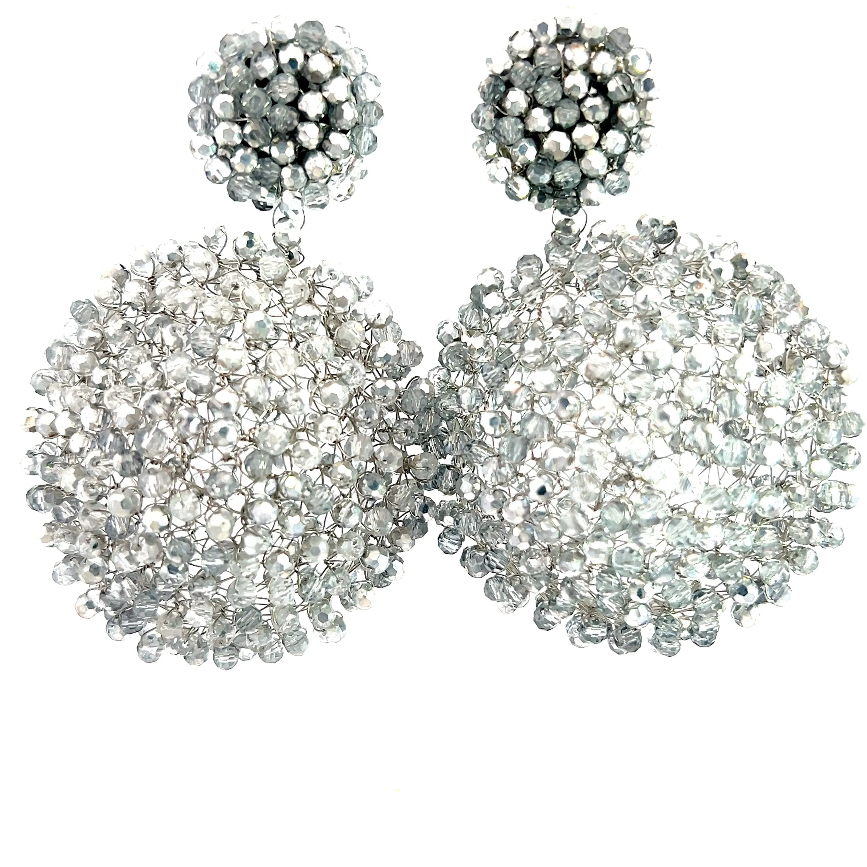 Crystal Sphere Statement Clip On Earring