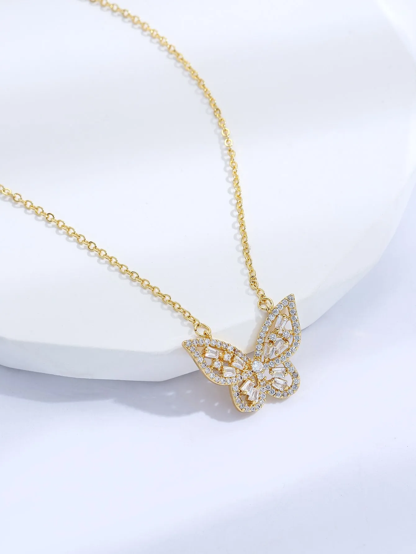 Cubic Zirconia Butterfly Charm Necklace Jewelry for Women Gift for Her Necklace