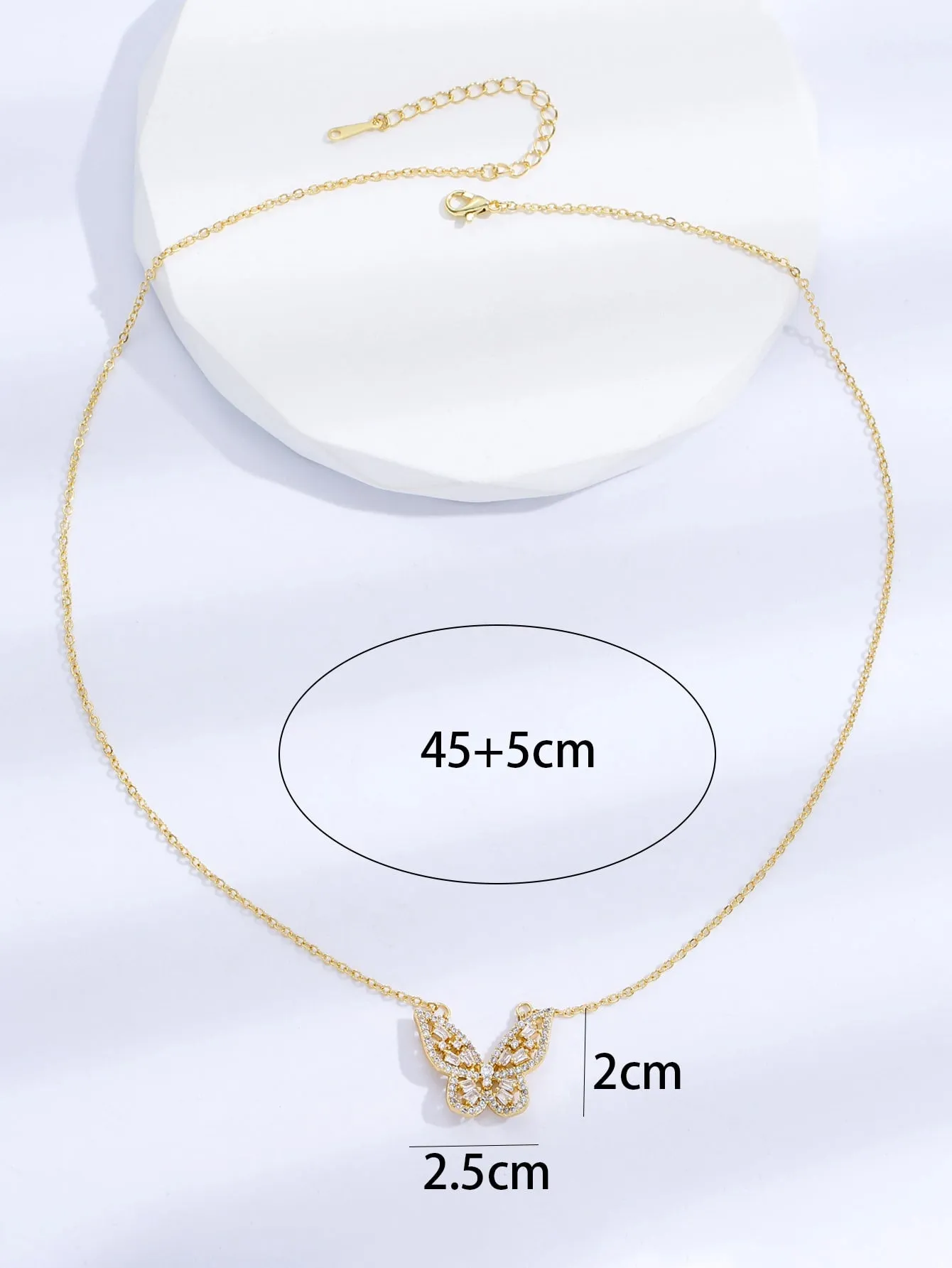 Cubic Zirconia Butterfly Charm Necklace Jewelry for Women Gift for Her Necklace