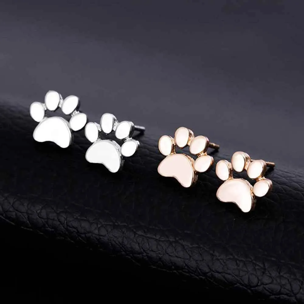 Cute Cat and Dog Paw Stud Earrings