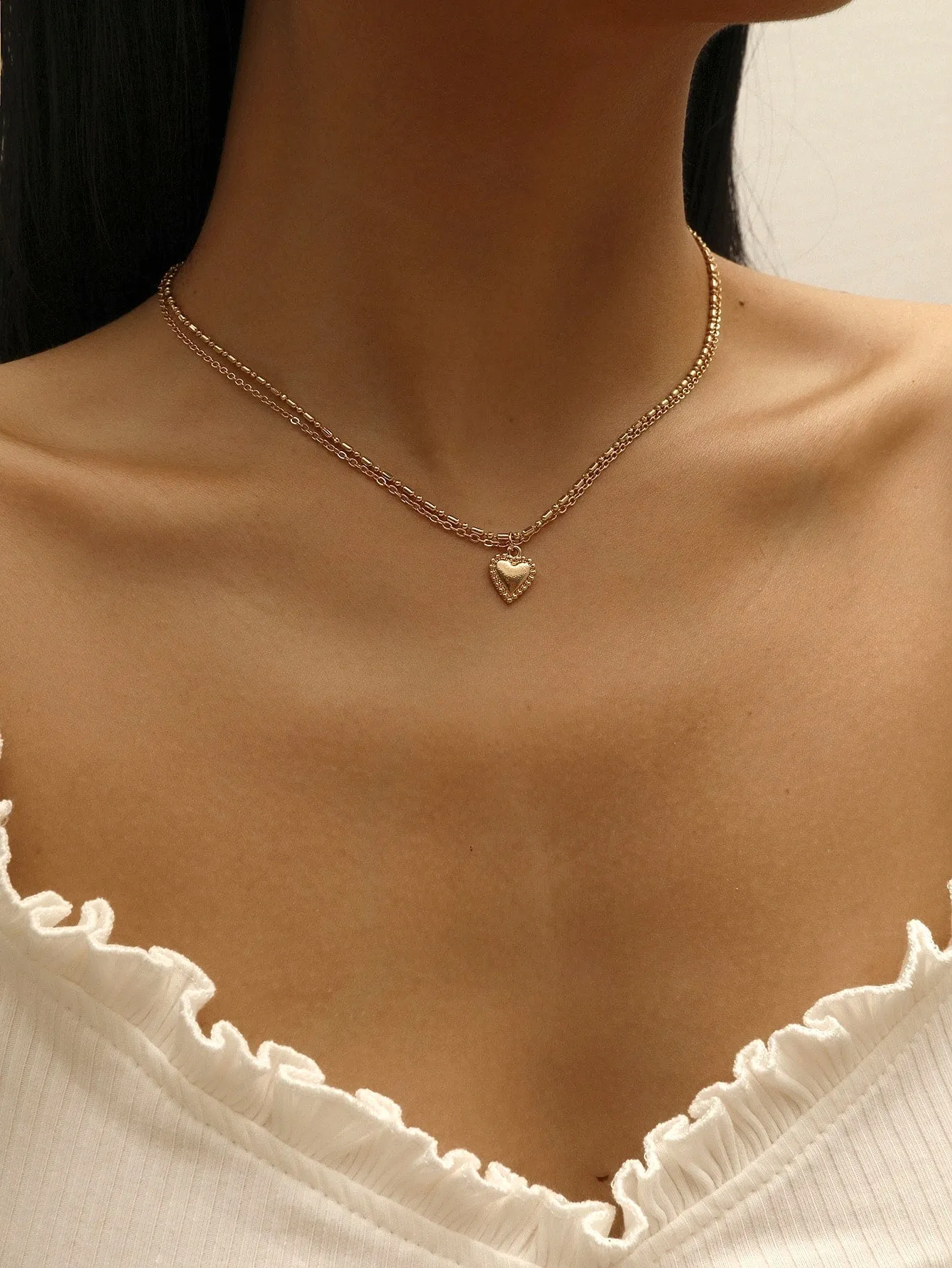 Cute Heart Charm Layered Necklace for Women Jewelry for Women Gift for Her