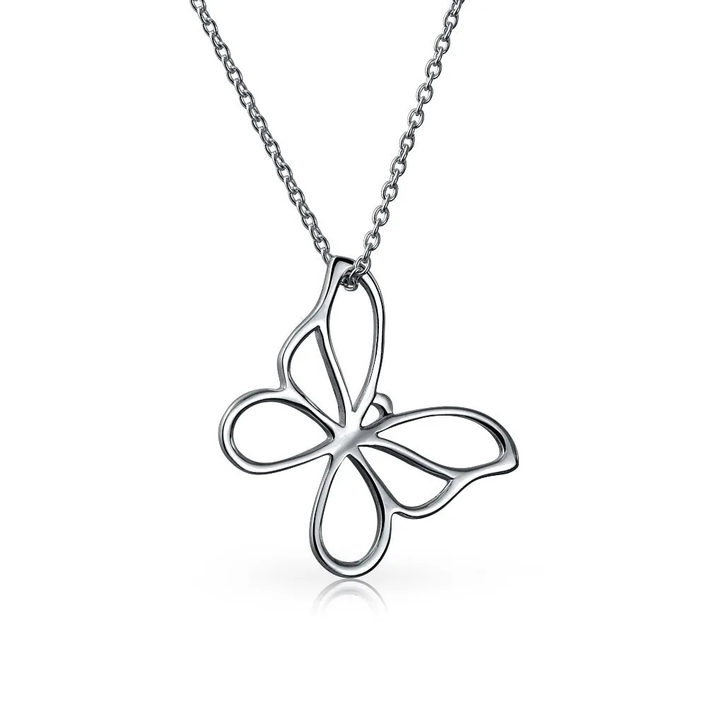 Dainty Butterfly Pendant Necklace in Sterling Silver with Chain