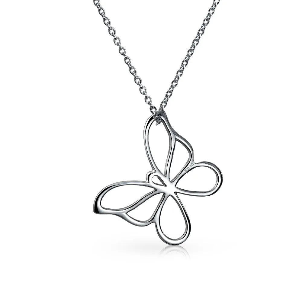 Dainty Butterfly Pendant Necklace in Sterling Silver with Chain