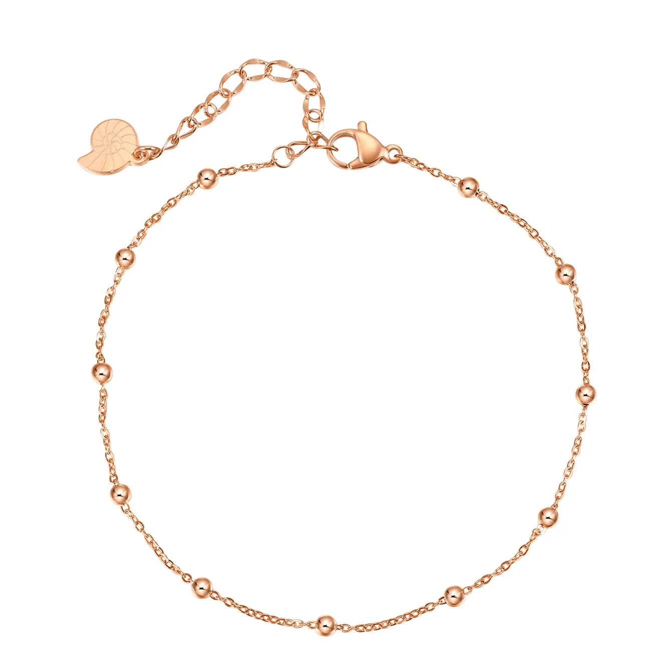 Delicate Ball Chain Anklet Rose Gold