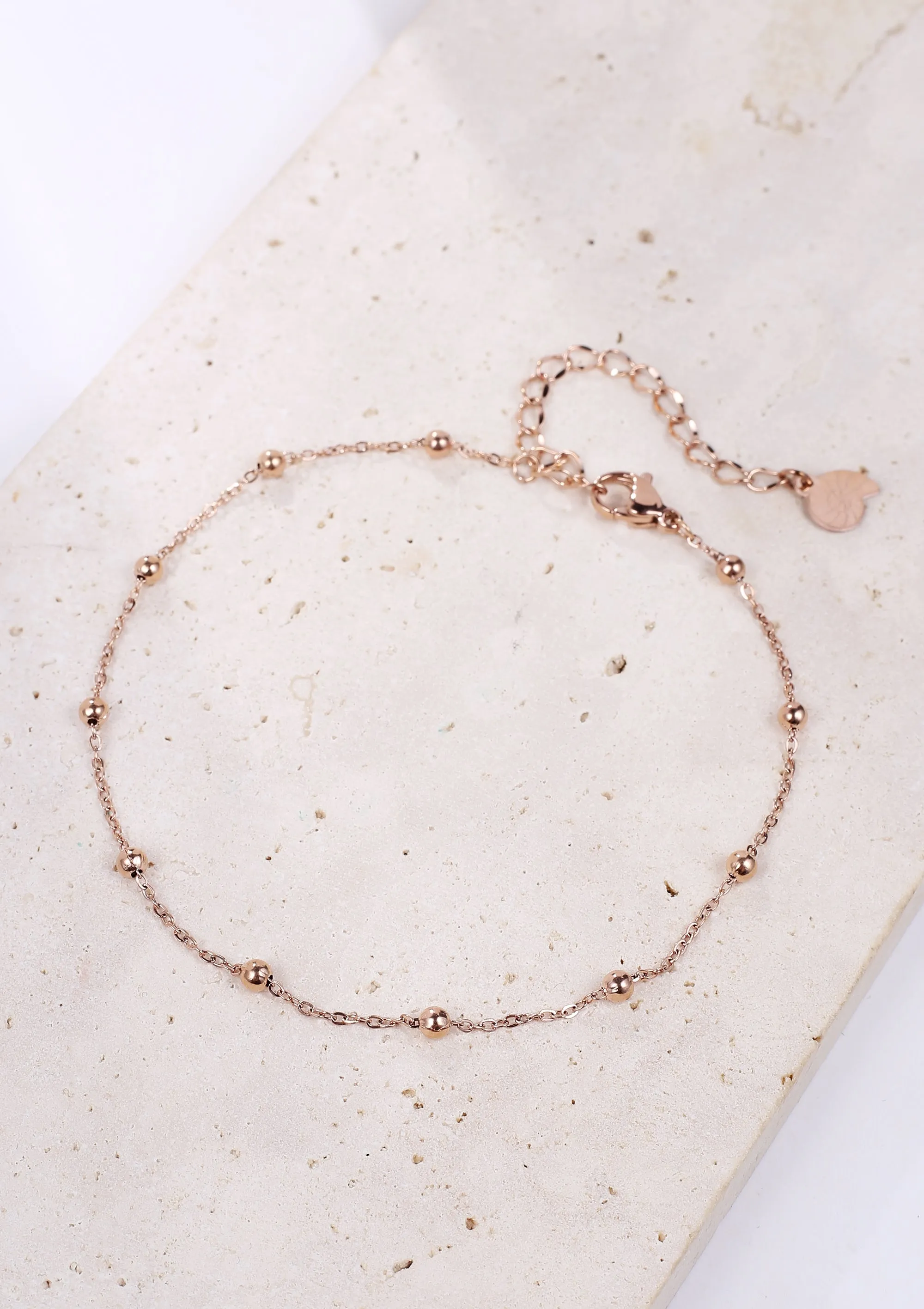 Delicate Ball Chain Anklet Rose Gold