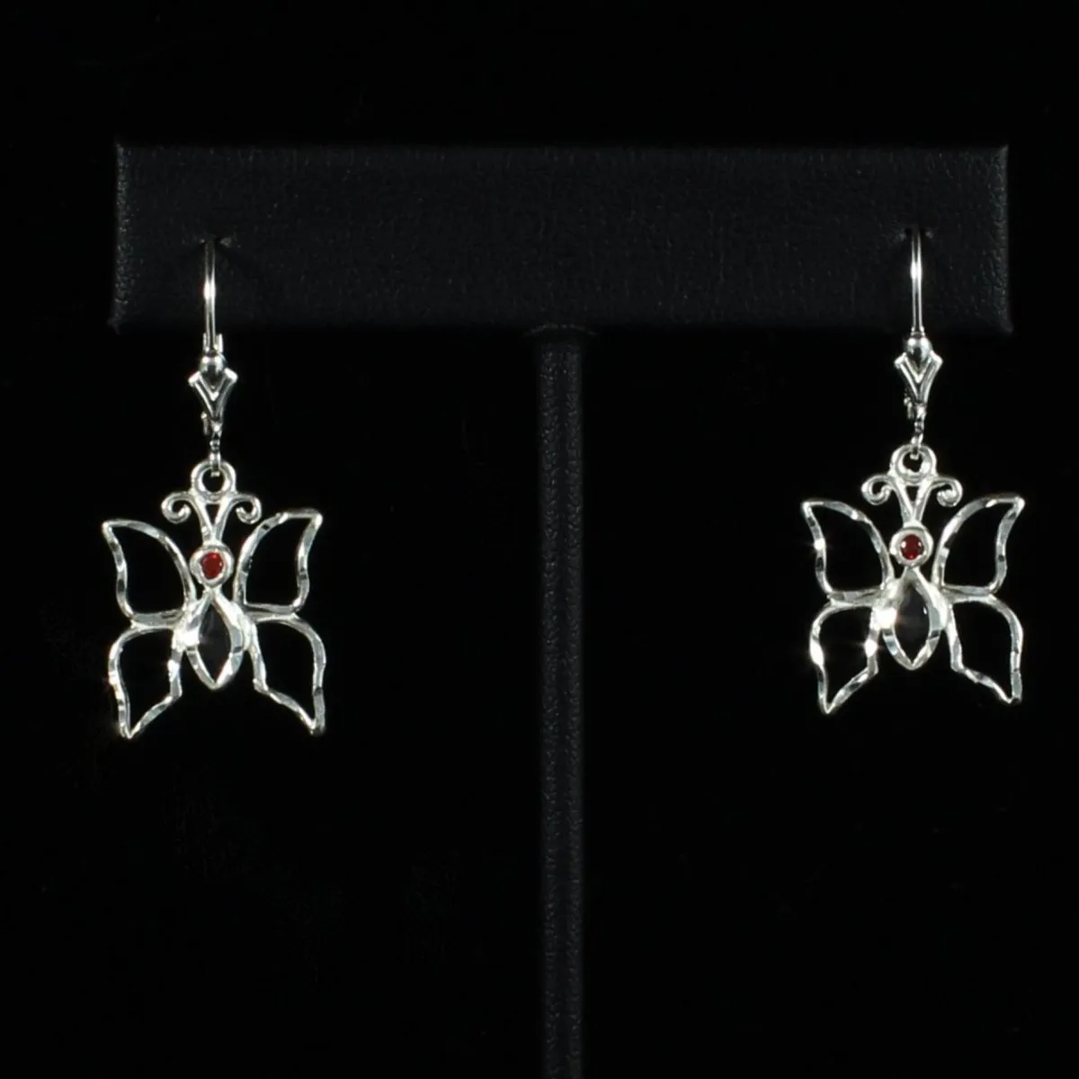 Delicate Butterfly  Earring Hanging Short with Synthetic Stones