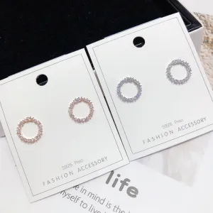 Delicate CZ Circle Wreath Stud Earrings - 2 Colors