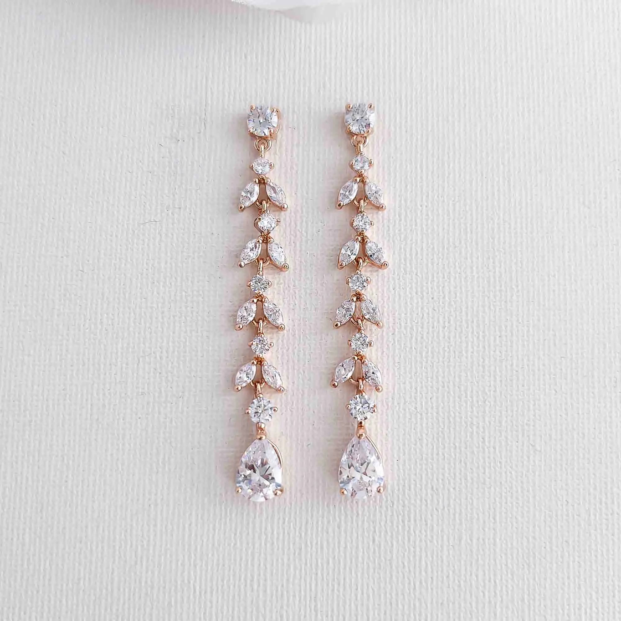 Delicate Gold Dangle Earrings for Wedding-Miranda