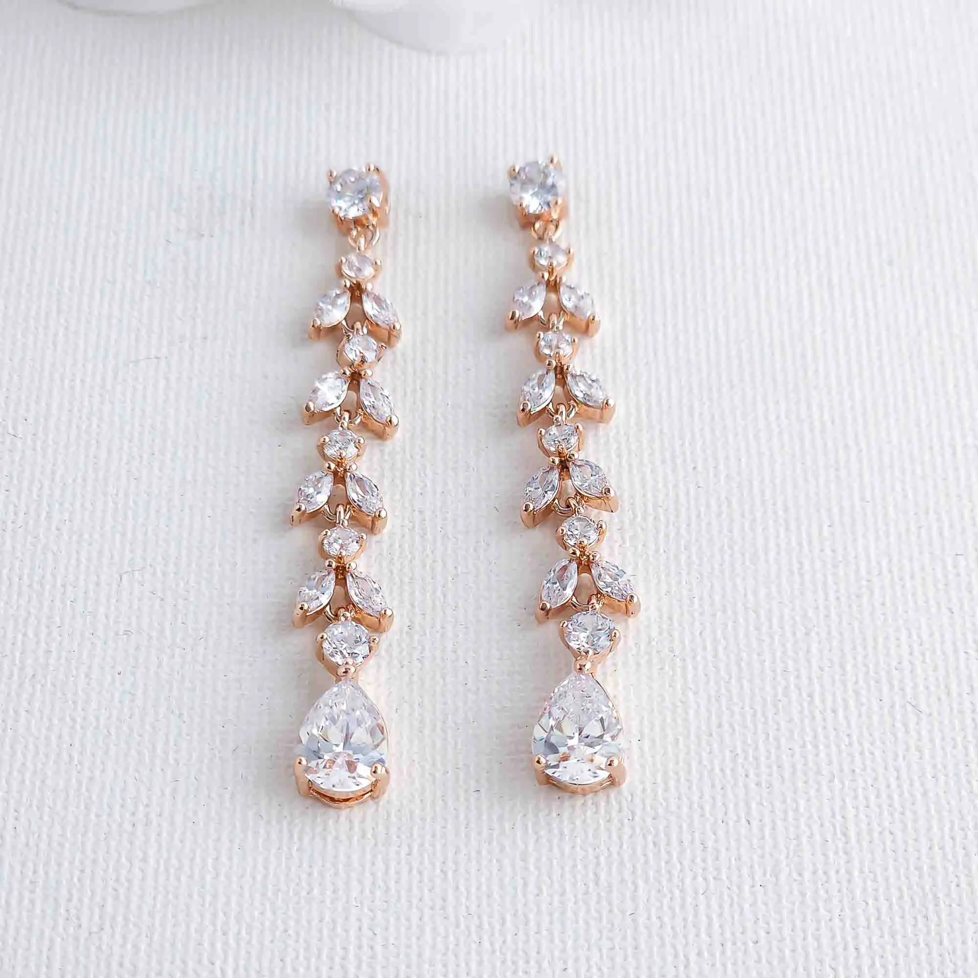 Delicate Gold Dangle Earrings for Wedding-Miranda