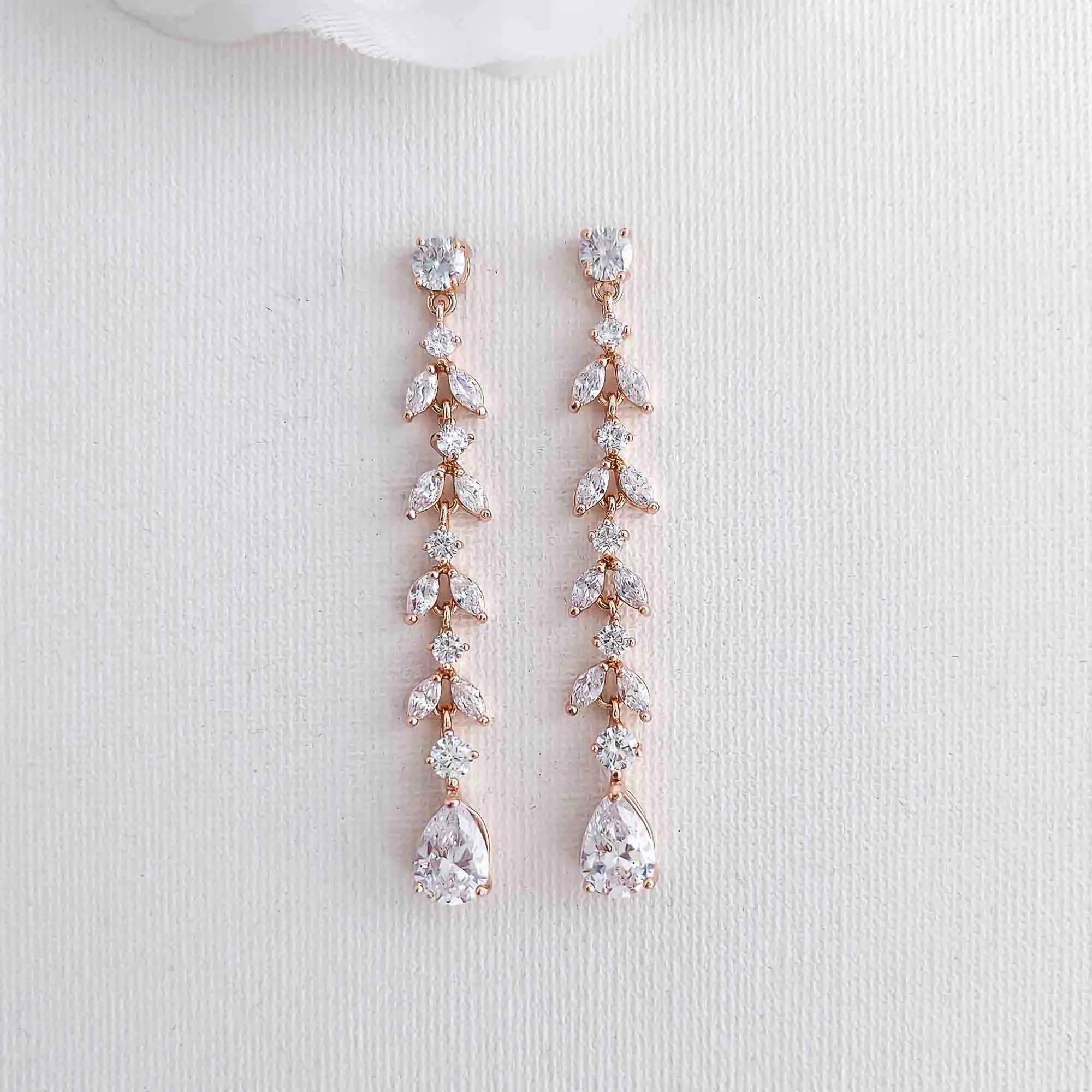 Delicate Gold Dangle Earrings for Wedding-Miranda