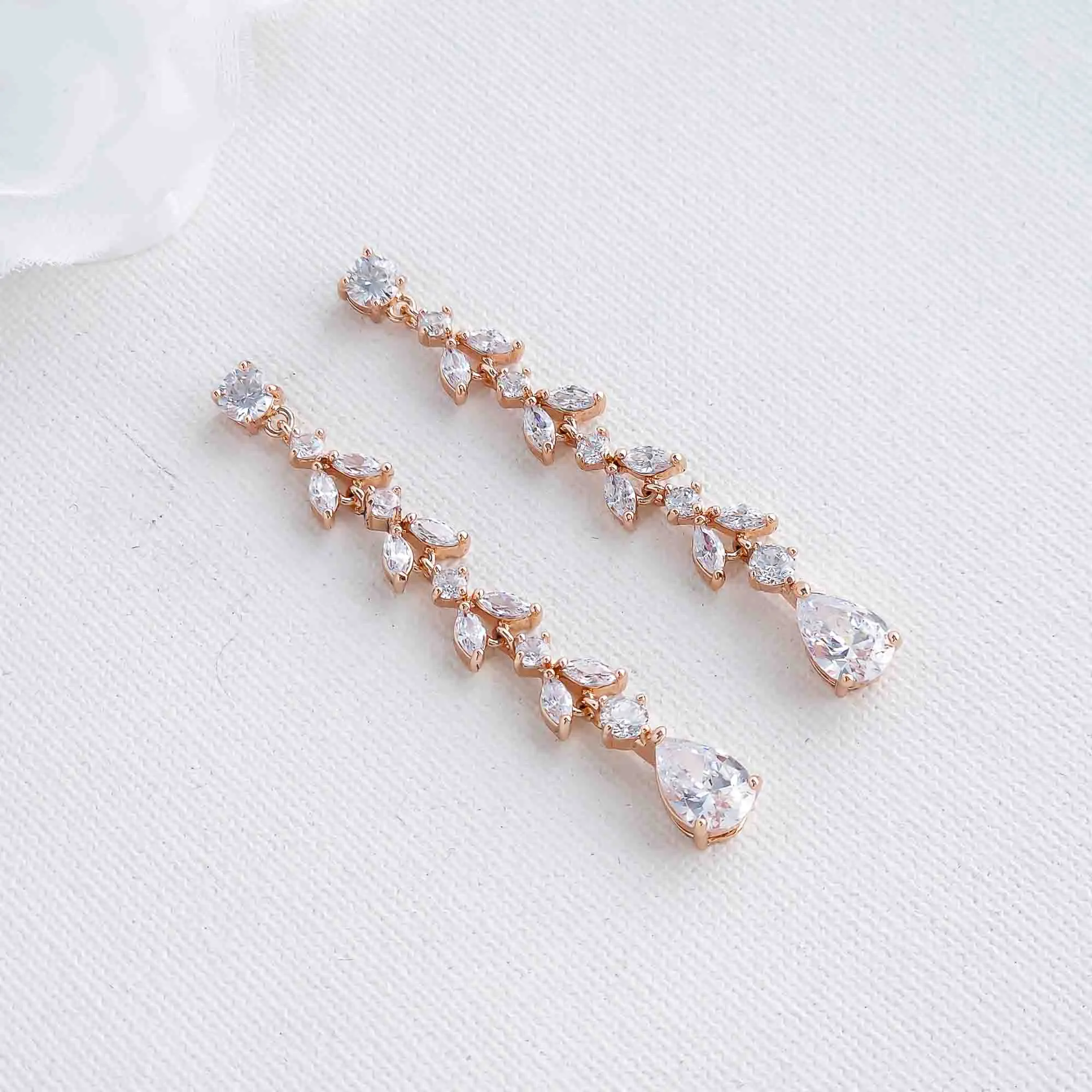 Delicate Gold Dangle Earrings for Wedding-Miranda