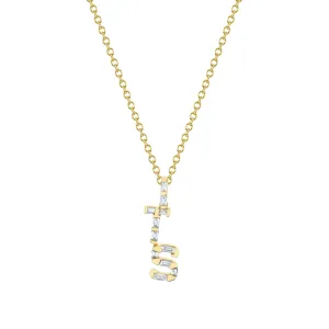 DIAMOND BAGUETTE PERSONALIZED INITIALS PENDANT NECKLACE