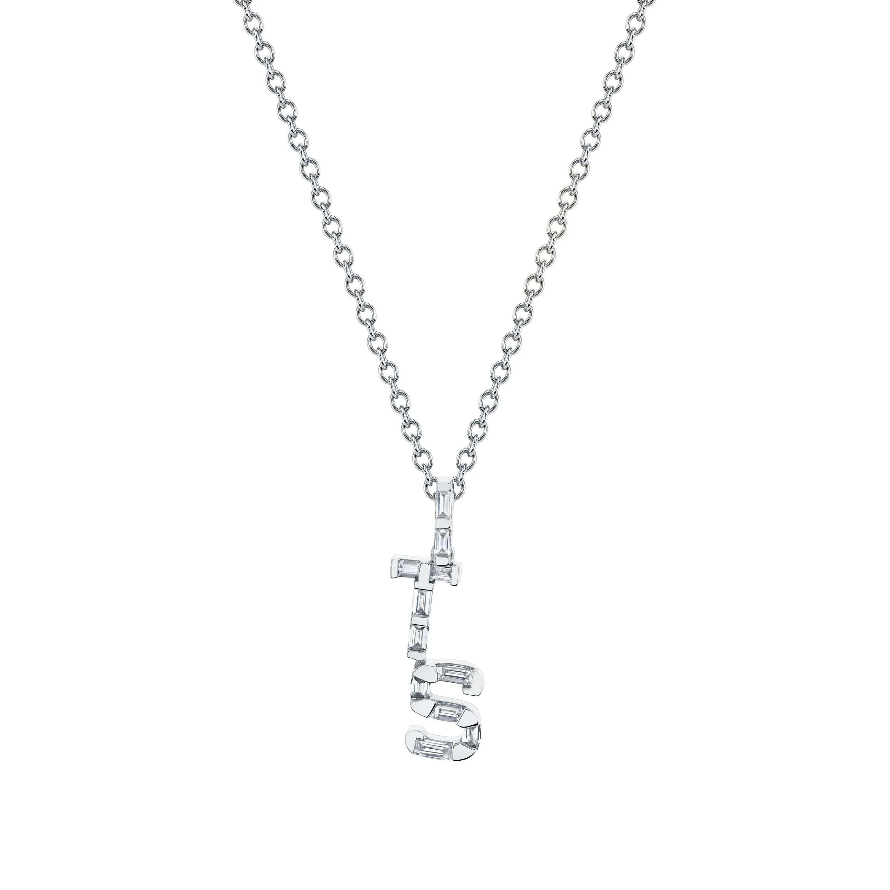 DIAMOND BAGUETTE PERSONALIZED INITIALS PENDANT NECKLACE