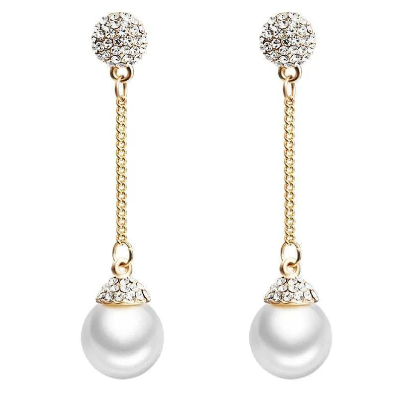 Diamond Delicate Detachable Pearl Earrings