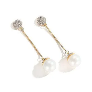 Diamond Delicate Detachable Pearl Earrings