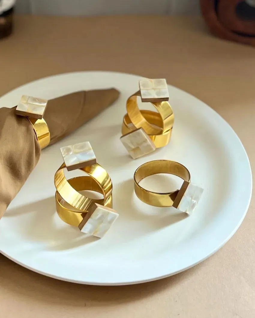 Diamond Mother Of Pearl Napkin Rings | Set Of 6