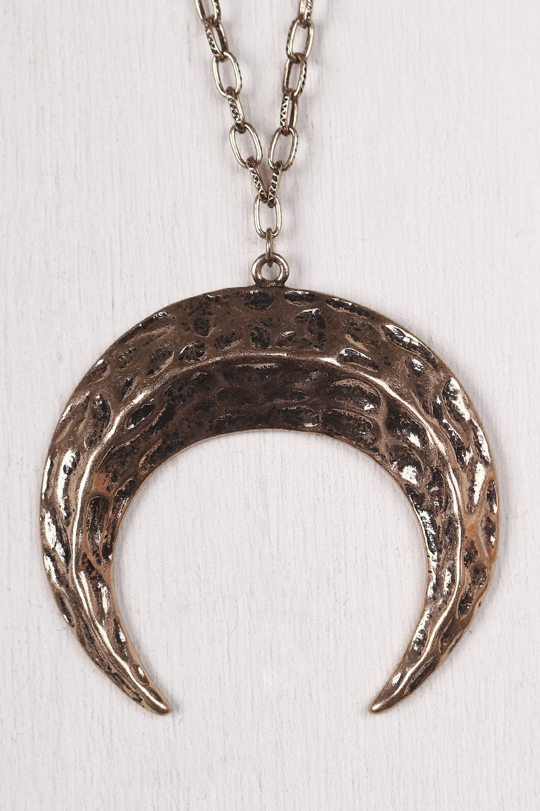 Downward Crescent Moon Pendant Necklace