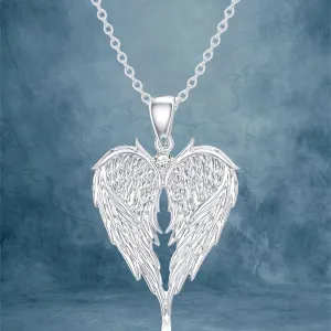 Elegant Angel Wing Heart Shaped Pendant Necklace, Exquisite Fashionable Elegant Versatile Banquet Party Daily Wear Jewelry Gift For Women