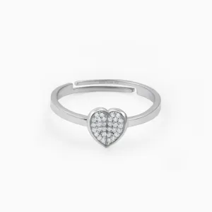 Elegant Heart Shape Silver Ring